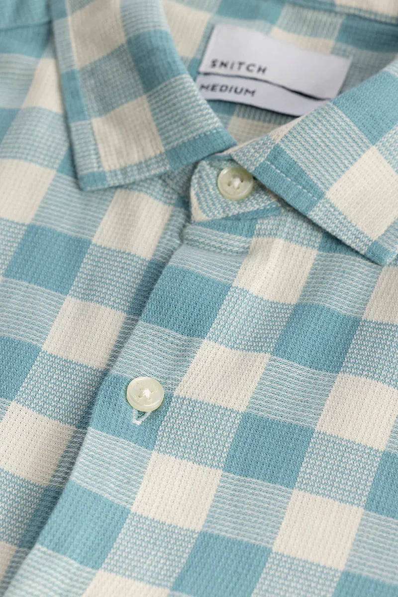 سنيتش Elysium Ocean Blue Linen Checks Shirt